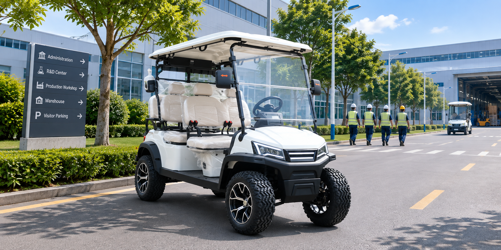 campus factory logistics utility golf cart solution