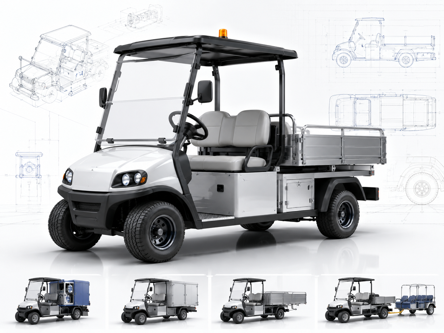 special custom utility golf cart for medical airport and cargo use