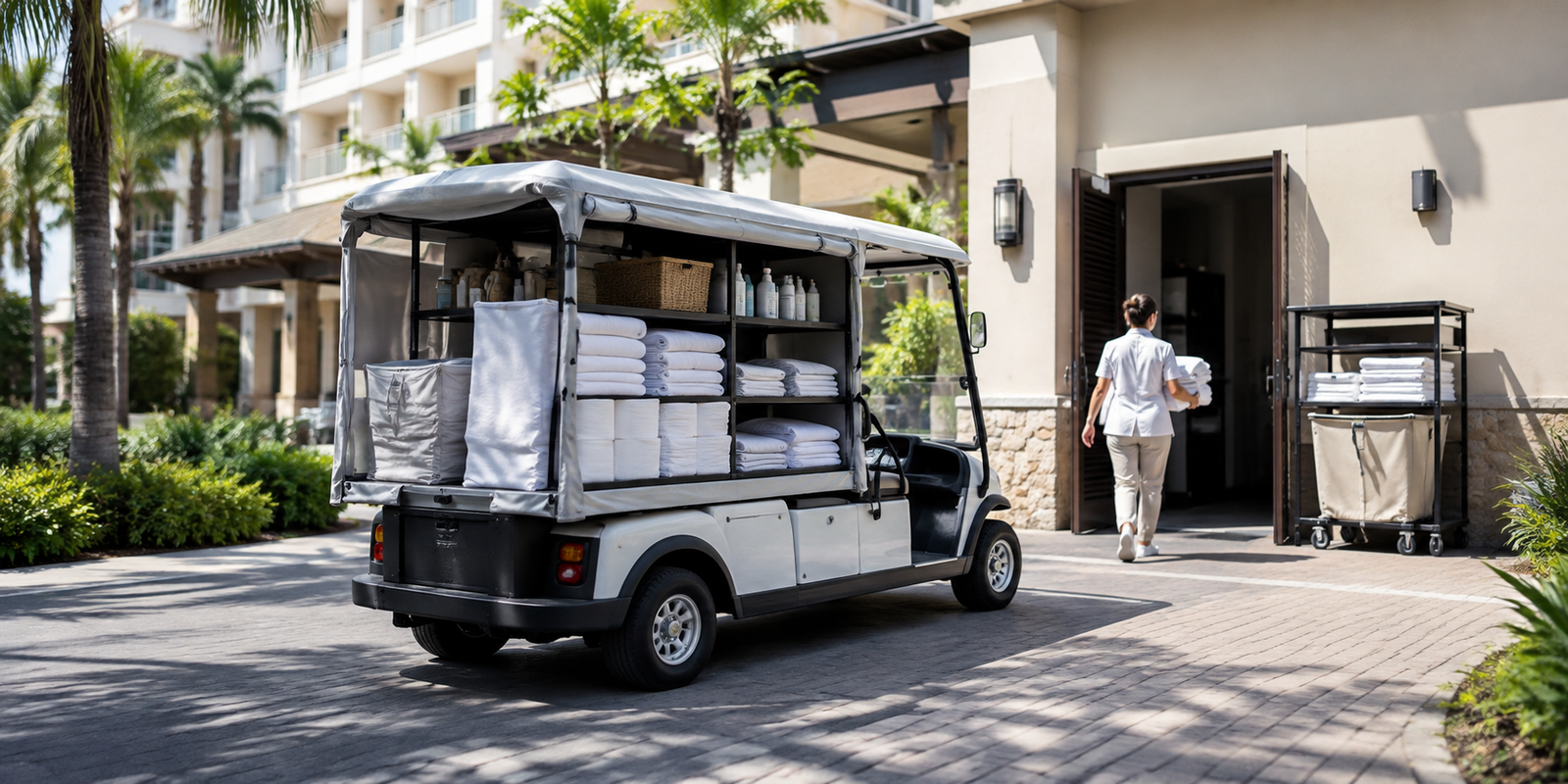 hotel linen service golf cart custom housekeeping vehicle
