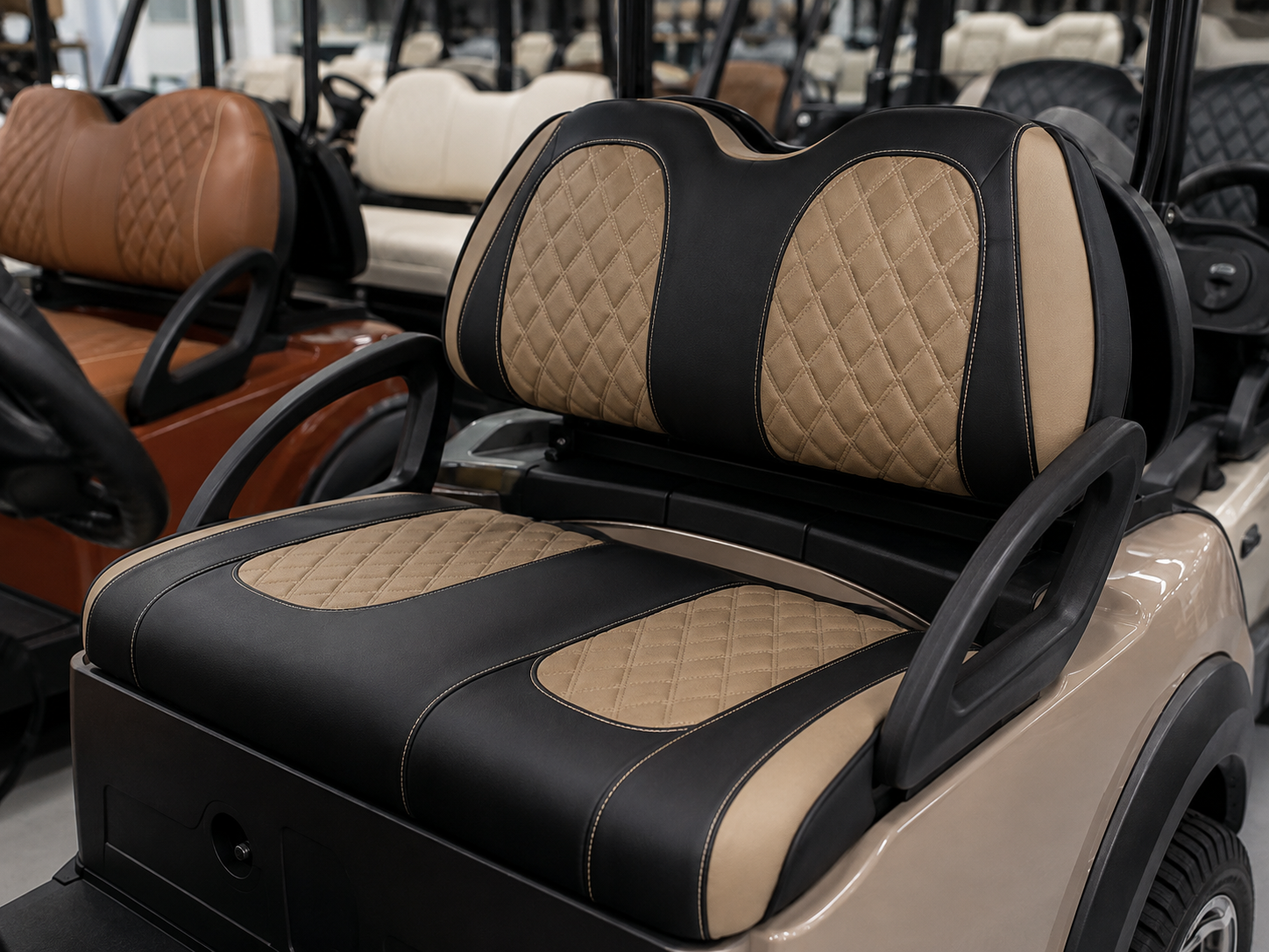 custom golf cart seat layouts and seat material options