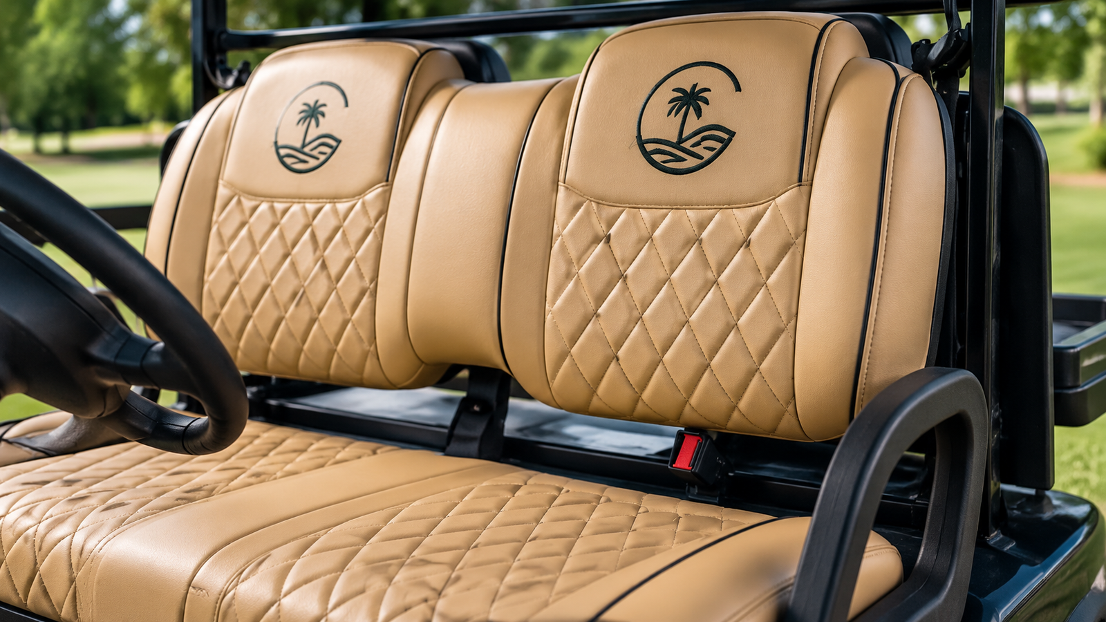 custom golf cart logo embroidery seat design