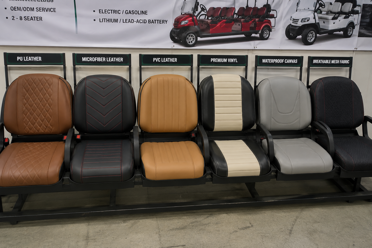 custom golf cart seat material heated ventilated seat options