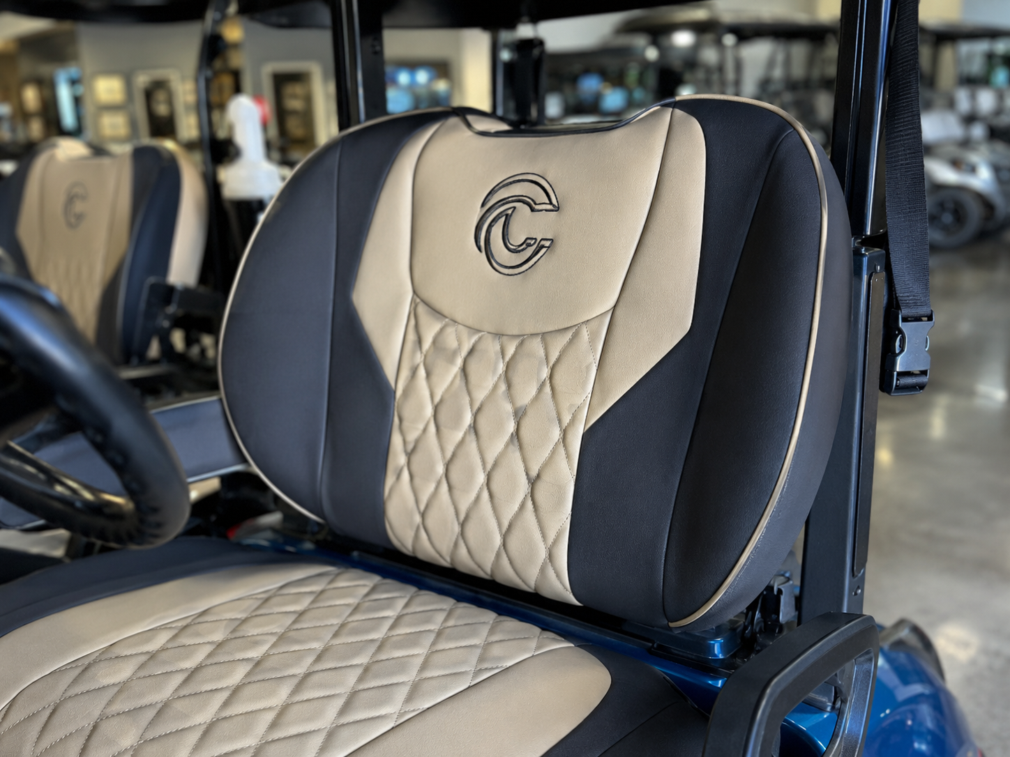 custom golf cart seats with logo material and comfort options