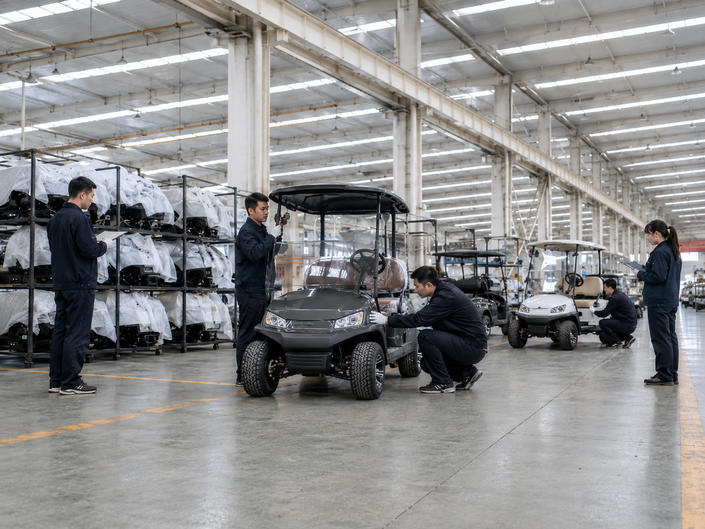 golf cart quality inspection during production